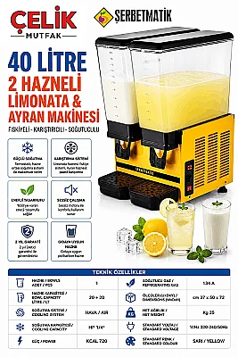 Çiftli Endüstriyel Limonata ve Ayran Makinesi 40 Litre  - 2