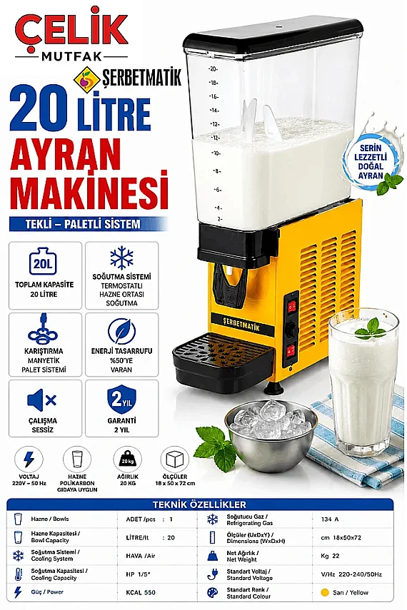 Tekli Endüstriyel Ayran Makinesi Paletli 20 Litre - 2
